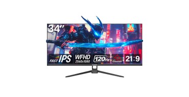 JoyBuy: Gawfolk Écran PC ultra-large 34'' - WFHD 2560x1080, 120 Hz, Fast-IPS, 1 ms à 119,99€