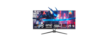 JoyBuy: Gawfolk Écran PC ultra-large 34'' - WFHD 2560x1080, 120 Hz, Fast-IPS, 1 ms à 119,99€