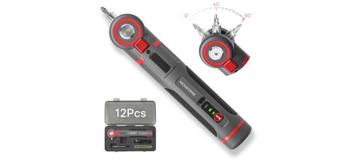 JoyBuy: MOVECRAB Kit mini tournevis électrique sans fil 12 pièces 2000 mAh 3-en-1 à 26,99€