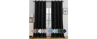 JoyBuy: YSTYLE Rideaux Occultants - Lot de 2 Panneaux Isolants Thermiques 140x225 cm, Noir à 19,19€
