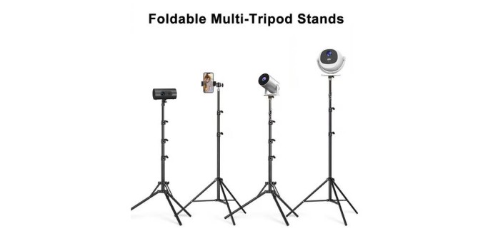 JoyBuy: Support de projecteur 1,6 m trépied pliable en métal - smartphone à 11,9€ (au lieu de 21,9€)