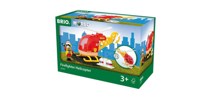Amazon: Jouet BRIO World 33797 - Hélicoptère des pompiers à 6,79€ (au lieu de 16,46€)