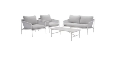 Leroy Merlin: Salon bas 4 personnes en acier Naterial Sigma - Blanc à 224,50€ (au lieu de 449€)
