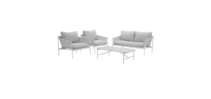 Leroy Merlin: Salon bas 4 personnes en acier Naterial Sigma - Blanc à 224,50€ (au lieu de 449€)