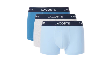 Lacoste: Lot de 3 boxers courts coton stretch - coupe stretch, ceinture siglée à 27€ (au lieu de 45€)