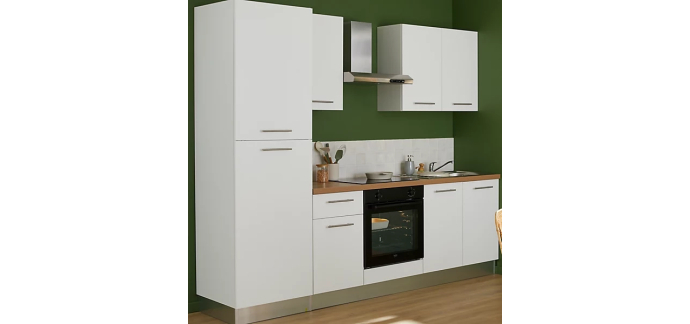 Castorama: Cuisine complète montée All In Monica blanc L. 255 cm avec électroménager à 1249€