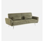 Sweeek: Canapé convertible 3 places velours côtelé kaki pieds chromé à 349,99€ (au lieu de 499,99€)