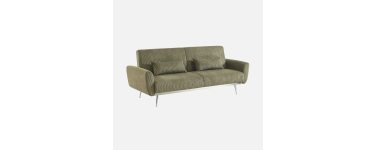 Sweeek: Canapé convertible 3 places velours côtelé kaki pieds chromé à 349,99€ (au lieu de 499,99€)