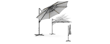 Amazon: Parasol de jardin 300 cm, 28 LED Solaires, UPF 50+ Songmics à 71,99€ (au lieu de 89,99€)