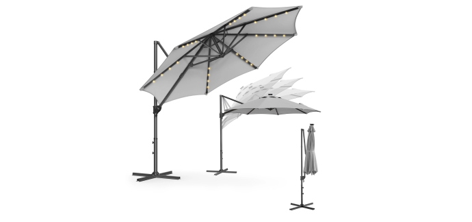 Amazon: Parasol de jardin 300 cm, 28 LED Solaires, UPF 50+ Songmics à 71,99€ (au lieu de 89,99€)