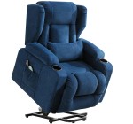 JoyBuy: Fauteuil de relaxation électrique Comhoma - Aide au relevage, inclinaison, tissu bleu et gris à 199,