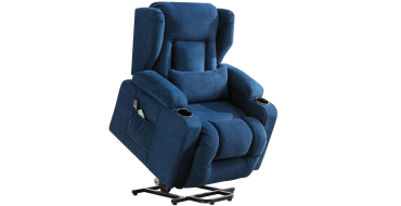 JoyBuy: Fauteuil de relaxation électrique Comhoma - Aide au relevage, inclinaison, tissu bleu et gris à 199,