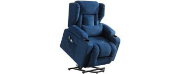 JoyBuy: Fauteuil de relaxation électrique Comhoma - Aide au relevage, inclinaison, tissu bleu et gris à 199,