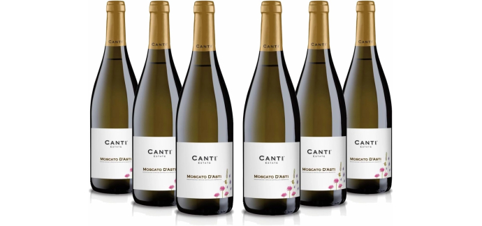 Amazon: 6 Bouteilles de Vin Pétillant Canti Moscato d'Asti D.O.C.G. - 6x750 ml à 28,98€ (au lieu de 42€)