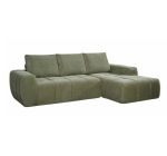 Conforama: Canapé d'angle droit fixe Cloudy 3 places - Velours côtelé, 255 x 161 cm, beige ou vert à 451,68€