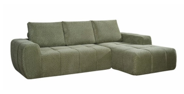 Conforama: Canapé d'angle droit fixe Cloudy 3 places - Velours côtelé, 255 x 161 cm, beige ou vert à 451,68€