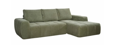 Conforama: Canapé d'angle droit fixe Cloudy 3 places - Velours côtelé, 255 x 161 cm, beige ou vert à 451,68€