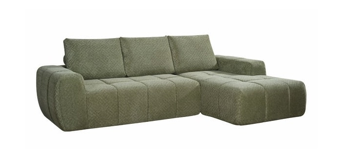 Conforama: Canapé d'angle droit fixe Cloudy 3 places - Velours côtelé, 255 x 161 cm, beige ou vert à 451,68€