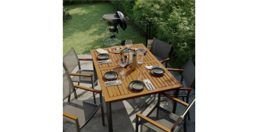 Leroy Merlin: Table de jardin extensible Naterial Oris - Bois massif Eucalyptus, Alu, 4/6 pers. à 89,70€
