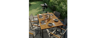 Leroy Merlin: Table de jardin extensible Naterial Oris - Bois massif Eucalyptus, Alu, 4/6 pers. à 89,70€
