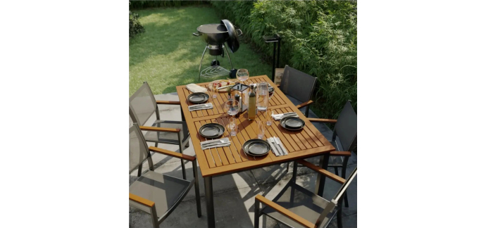 Leroy Merlin: Table de jardin extensible Naterial Oris - Bois massif Eucalyptus, Alu, 4/6 pers. à 89,70€