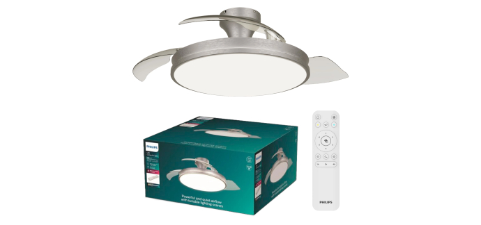 Amazon: Ventilateur de plafond Philips Atlas - LED 4500 lm, 106 cm à 94,99€ (au lieu de 175,59€)