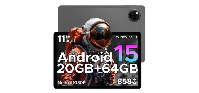 JoyBuy: DOOGEE TAB A9+ Tablette 11" Android 15, 20 Go RAM, 8580 mAh à 79,99€ (au lieu de 179,99€)