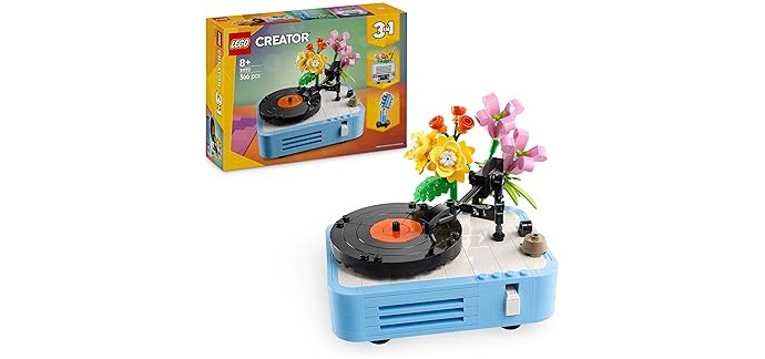 Amazon: LEGO® Creator 3-en-1 Platine vinyle avec fleurs (31172) à 20,99€ (au lieu de 29,99€)