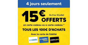 Castorama: 15€ offerts en carte cadeau tous les 100€ d'achat - Carte Fidélité