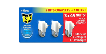 Amazon: 3 Diffuseurs et 3 Recharges Répulsifs Moustiques Raid à 11,99€