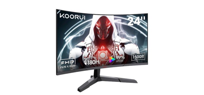 JoyBuy: KOORUI 24E6CA Écran PC Gamer Incurvé 23,6" VA FHD 180 Hz à 99,99€ (au lieu de 139,99€)