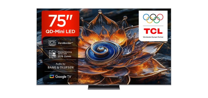 Amazon: TV TCL 75Q8C 75" QD-Mini LED 4K 144 Hz Google TV à 1099€ (au lieu de 1332,64€)