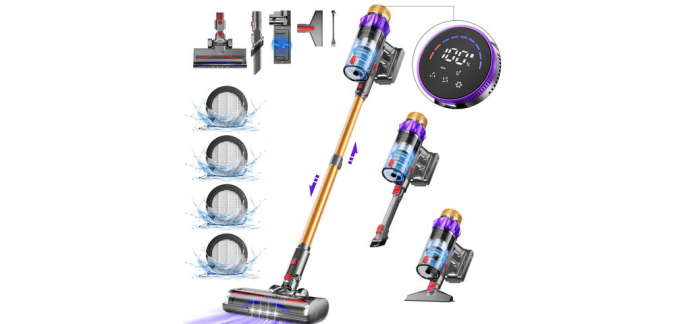 JoyBuy: Aspirateur sans fil Daynee - 65 kPa, 70 min autonomie, écran LCD à 102,99€ (au lieu de 449,99€)