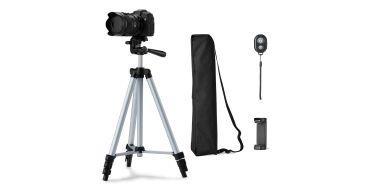 Amazon: Trépied Amazon Basics 127 cm pour smartphone/appareil photo + télécommande Bluetooth à 12,67€