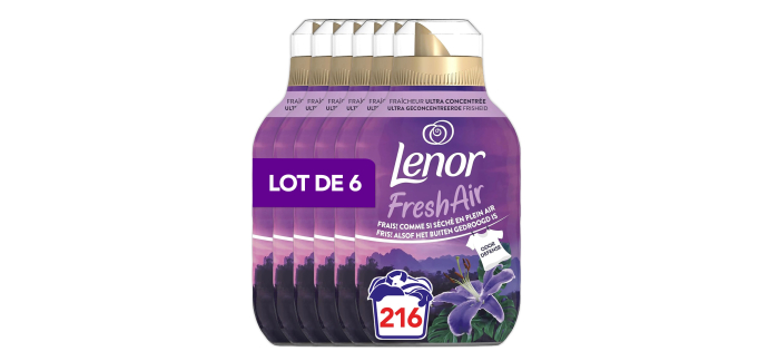 Amazon: Adoucissant Lenor Fresh Air - 216 Lavages, Parfum Eclat De Minuit à 21,24€ (au lieu de 35,40€)