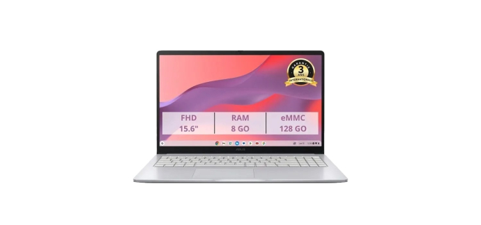 Cdiscount: ASUS Chromebook CX1505 - 15,6" FHD, Intel N50, 8Go RAM, 128Go eMMC à 199,99€ (au lieu de 279,99€)