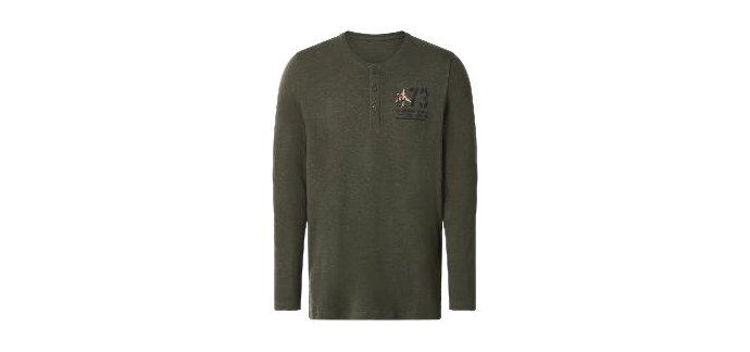 LIDL: ESMARA MEN T-shirt manches longues homme (Vert, L) à 3,60€ (au lieu de 11,99€)
