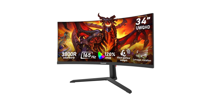 Amazon: Écran PC Incurvé 34" Ultrawide - 165 Hz, UWQHD, 1 ms à 188,61€ (au lieu de 219,99€)