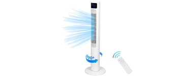 JoyBuy: Ventilateur de tour silencieux - oscillation 90°, 4 modes, minuterie à 129,59€ (au lieu de 215,99€)