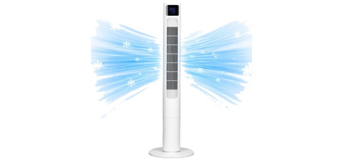 JoyBuy: Ventilateur de tour silencieux - Affichage température/humidité à 109,99€ (au lieu de 199,99€)