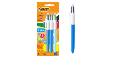 Amazon: Lot de 3 stylos 4 couleurs BIC Original et FUN à 3,5€