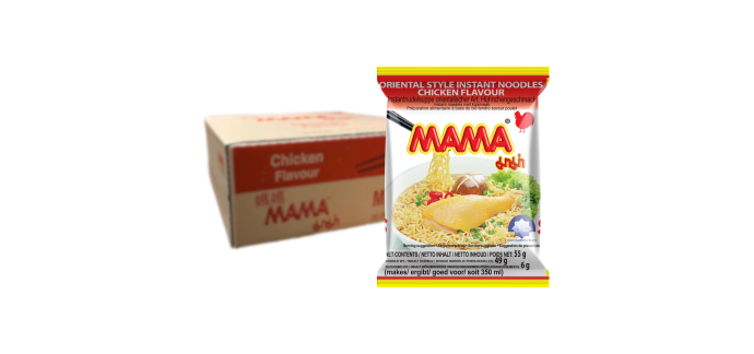 Amazon: Lot de 30 Sachets de 55g de Nouilles Instantanées Poulet à 10€ (au lieu de 17,49€)