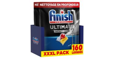 Amazon: Pack de 160 Pastilles Lave-Vaisselle Finish Ultimate Infinity Shine à 22,20€ (au lieu de 35,99€)