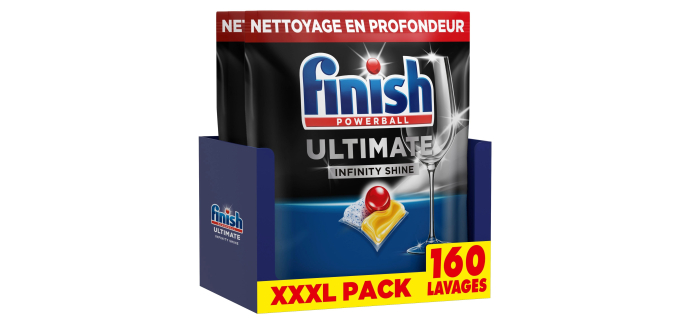 Amazon: Pack de 160 Pastilles Lave-Vaisselle Finish Ultimate Infinity Shine à 22,20€ (au lieu de 35,99€)