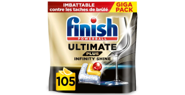 Amazon: Lot de 105 Capsules Lave Vaisselle Finish Ultimate Plus Infinity Shine - Citron à 14,92€ (au lieu de