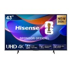 Amazon: TV 43" Hisense 43A6S - 4K UHD Smart TV HomeOS U9.5, Dolby Vision à 199,9€ (au lieu de 287,73€)