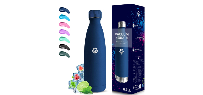 Amazon: Gourde Isotherme Grsta - 750ml, sans BPA, acier 18/8 double couche à 7,72€ (au lieu de 15,81€)