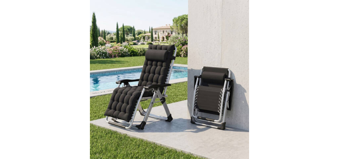 JoyBuy: Huacan Chaise de plage pliable avec dossier inclinable à 44,99€ (au lieu de 149,99€)
