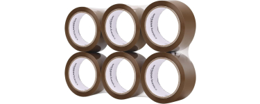 Amazon: Basics Ruban adhésif d'emballage 48 mm x 66 m - Marron (lot de 6) à 5,87€ (au lieu de 15€)