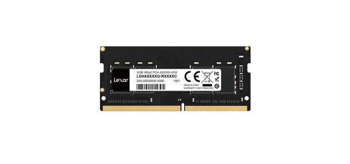 Amazon: Mémoire Lexar Sodimm RAM DDR4 - 8Go, 3200 MHz à 44,34€ (au lieu de 93,99€)